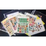World stamp collection on 22 loose album pages. Includes French Colonies, Spain, Argentina,