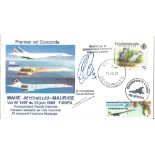 Air France Concorde cover flown on first flight 1990 Mayhe Seychelles to Maurice signed by Edouard