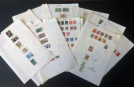 European stamp collection on 15 loose album pages. Includes Greece, Iceland, Italy and more. Good
