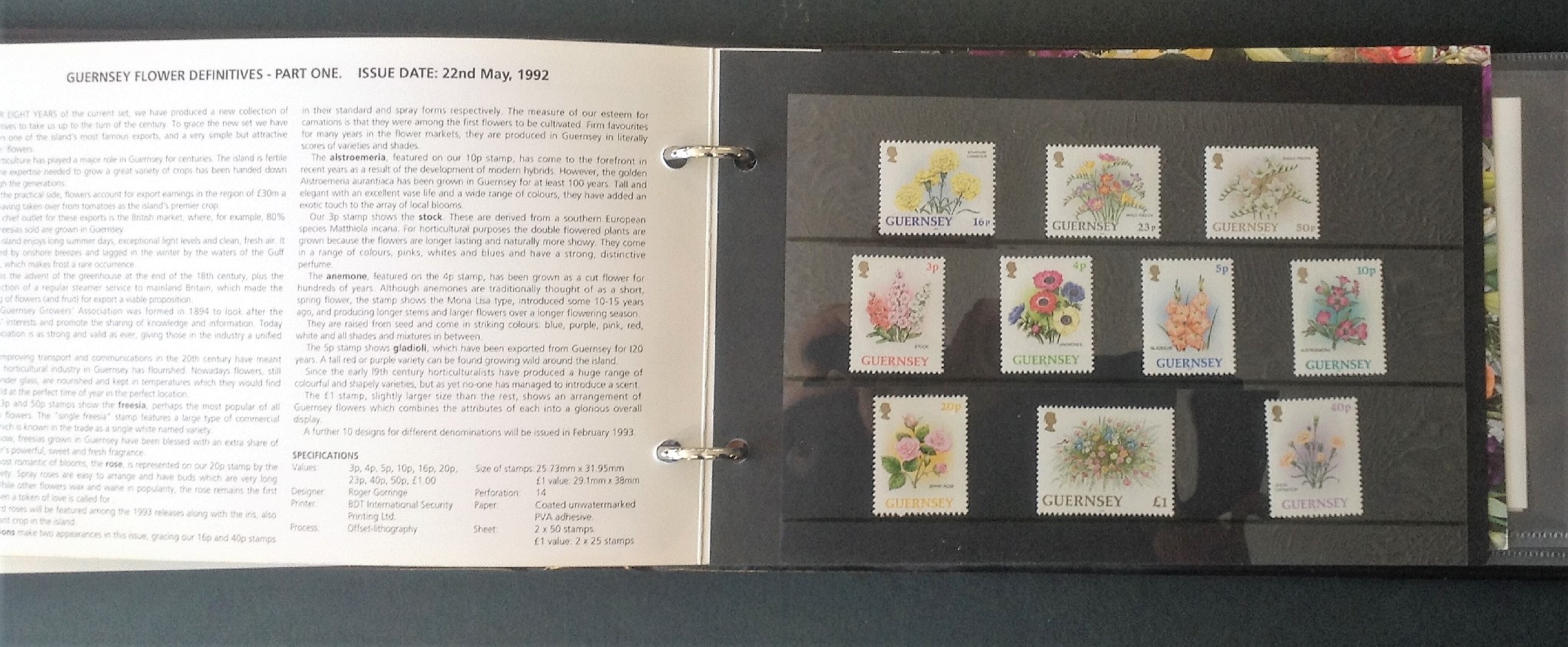 Guernsey flower collection album. Includes 2 presentation pack, 1993 flower definitives I and II. - Image 2 of 4