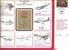 Arthur Harris WW2 bomber command signed A4 Air Force Cross medal cover. Also signed by five other