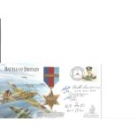 Five Battle of Britain fighter pilots signed 2001 BOB cover The 1939-1945 Star. Includes E Smythe,
