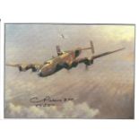 C Peters DFC signed 10 x 8 inch colour photo of bomber in flight. Cyril Peters joined the Royal