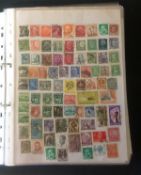 Assorted stamp collection on 52 loose album pages in binder. World collection. Good Condition. We