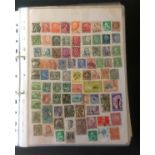 Assorted stamp collection on 52 loose album pages in binder. World collection. Good Condition. We