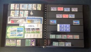 Assorted stamp collection on 17 loose album pages in binder. Unmounted mint. Includes Gibraltar,