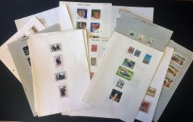 World stamp collection on 40 loose album pages. Letters K to V. Includes North Korea, Iran,