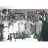 Man United 1967 Football Autographed 12 X 8 Photo, A Superb Image Depicting Players Celebrating In