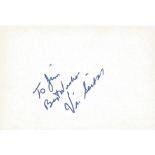 Vic Seixas signed 6x4 white card. American former tennis player. Dedicated. Good Condition. All