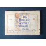 Cigarette card collection in album. 1935 Kings and Queens of England. 45 cards. Good Condition. We