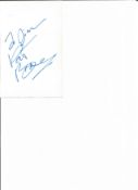 Pat Boone signed 6x4 white card. American singer, composer, actor, writer, television personality,