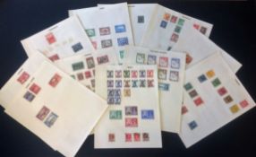 British commonwealth stamp collection on 12 loose album pages. Mint and used. Includes Aden,