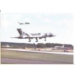 Martin Withers DFC signed 10 x 8 inch colour photo of a Vulcan bomber landing. Good Condition. All