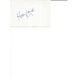 Harry Landis signed white card. British actor and director. Good Condition. All signed pieces come