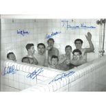 Tottenham 1961 Football Autographed 12 X 8 Photo, A Superb Image Depicting Players Celebrating Their