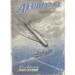 The Aeroplane magazine October 1940 with Blackburn Skua on front, some signs of age but rare. Good