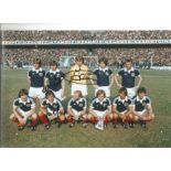 Scotland 1977 Football Autographed 12 X 8 Photo, A Superb Image Depicting Players Posing For A