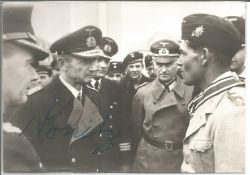 Grand Admiral Karl Donitz signed 6 x 4 inch b/w vintage photo. Good Condition. All signed pieces