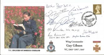 WW2 617 Sqn veterans multiple signed Guy Gibson VC 2003 cover. Signed by 10 WW2 crew members