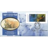 David Attenborough and Virginia McKenna signed 2000 Millennium Benham official booklet FDC. Good