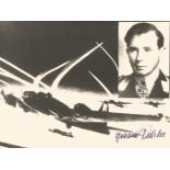 WW2 Luftwaffe ace Lt Johann Pichler KC 75 victories signed rare 8 x 6 inch b/w photo of bombers in