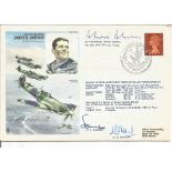 Top WW2 fighter ace AVM Johnnie Johnson DSO DFC signed on his own historic aviators cover. Good