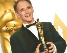 Film Director Mark Rylance signed 10 x 8 colour photo with his Oscar. Good Condition. All signed