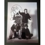 Stone Roses music band signed 16 x 12 b/w photo signed by all the four band members, scarce and very