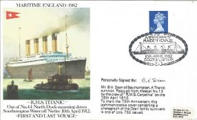 Titanic survivor D V Dean signed 1982 RMS Titanic cover, rescued in lifeboat 13 by crew of the RMS