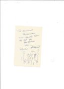 Cartoonist Heruf Bidtrup signed vintage autograph album page with rare face doodle. From autograph