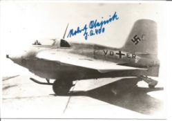 WW2 BOB ME163 pilot Mjr Robert Olejnick KC signed 6 x 4 ME163 b/w photo. Robert Olejnik was credited