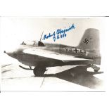 WW2 BOB ME163 pilot Mjr Robert Olejnick KC signed 6 x 4 ME163 b/w photo. Robert Olejnik was credited