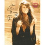 Caroline Munro James Bond actress signed sexy 10 x 8 inch colour photo; she has added a pink