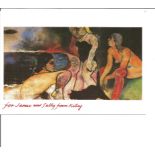 Artist Ronald Brooks Kitaj signed in red to bottom of 6 x 4 inch colour postcard of his painting The