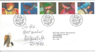 Nelson Mandella signed 1998 Christmas FDC to Bill, net typed address. Comes with certificate of
