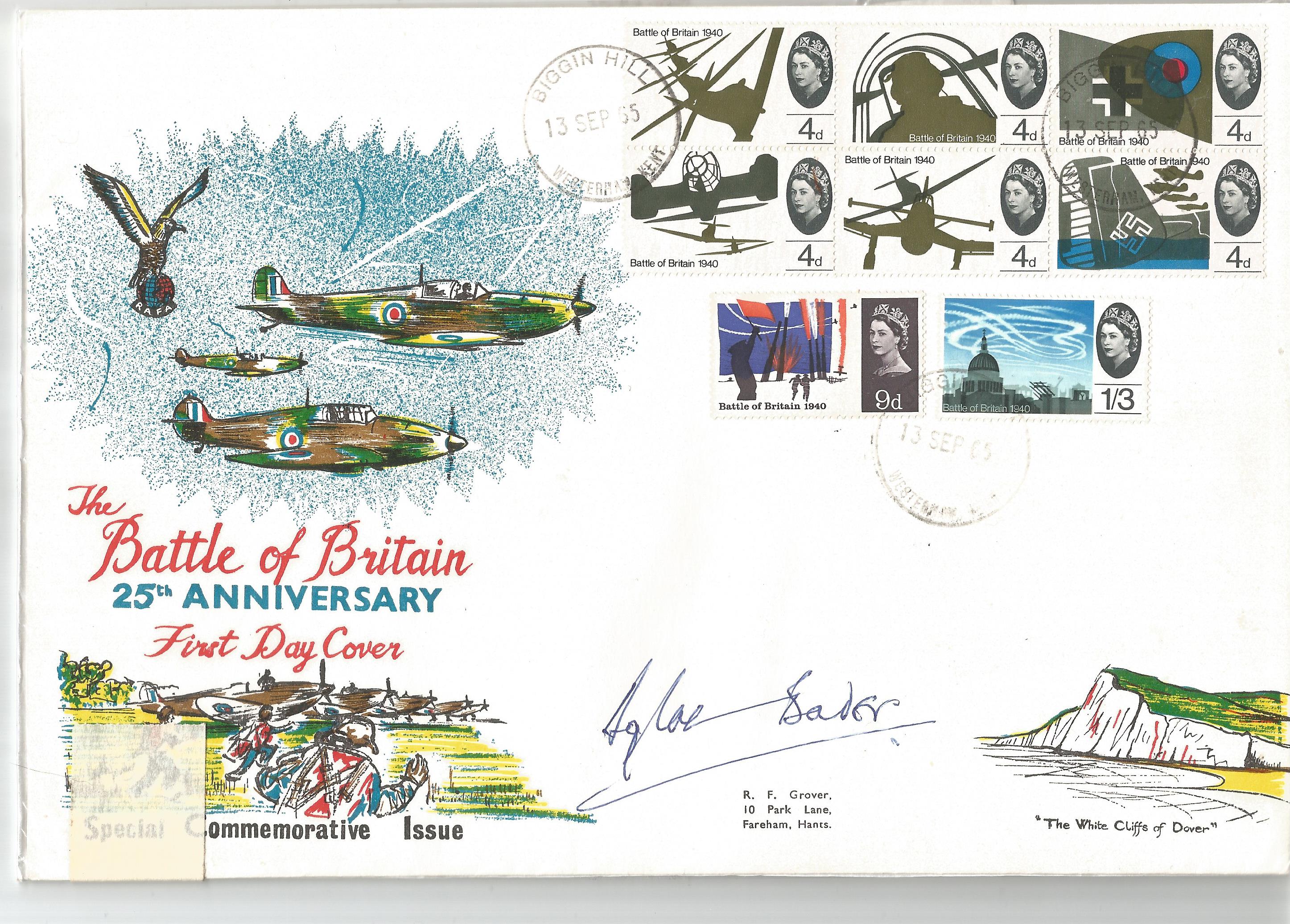 WW2 fighter ace Douglas Bader DSO DFC signed 1965 25th ann Battle of Britain FDC with scarce