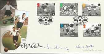 Football legends Tommy Lawton, Tom Finney and Stanley Matthews signed A G Bradbury 1996 Official
