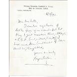 Writer Angus Wilson CBE 1973 hand written letter about book choice and amusing note that he would