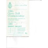 Golf 109th Open Championship Official Order of Play 17th 20th July 1980 Signed by 30 legends of