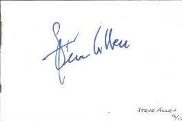 Steve Allen signed album page. Good Condition. All signed pieces come with a Certificate of