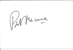Patrick McNee signed 6x4 white card. Good Condition. All signed pieces come with a Certificate of