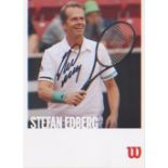 Stefan Edberg signed postcard picture of the former Wimbledon Champion. Good Condition. All signed