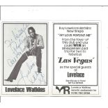 Lovelace Watkins signed promotional card. Dedicated. Good Condition. All signed pieces come with a