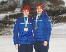 Laura Deas and Lizzy Yarnold Signed Winter Olympics Gold 8x10 Photo . Good Condition. All signed