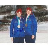 Laura Deas and Lizzy Yarnold Signed Winter Olympics Gold 8x10 Photo . Good Condition. All signed