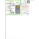 The Defence Medal multi signed FDC No 4 of 14, Flown in Spitfire Mk 19 PM 631 of Battle of Britain