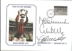 Mike Summerbee, Colin Bell and Francis Lee Signed Manchester City 1969 Fa Cup Winners