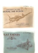 RAF cigarette card collections in 2 albums. Includes Aircraft of the RAF and RAF Badges. Good