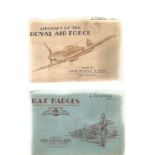 RAF cigarette card collections in 2 albums. Includes Aircraft of the RAF and RAF Badges. Good
