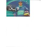 Jacques Villeneuve signed 6x4 colour promotional card. Good Condition. All signed pieces come with a